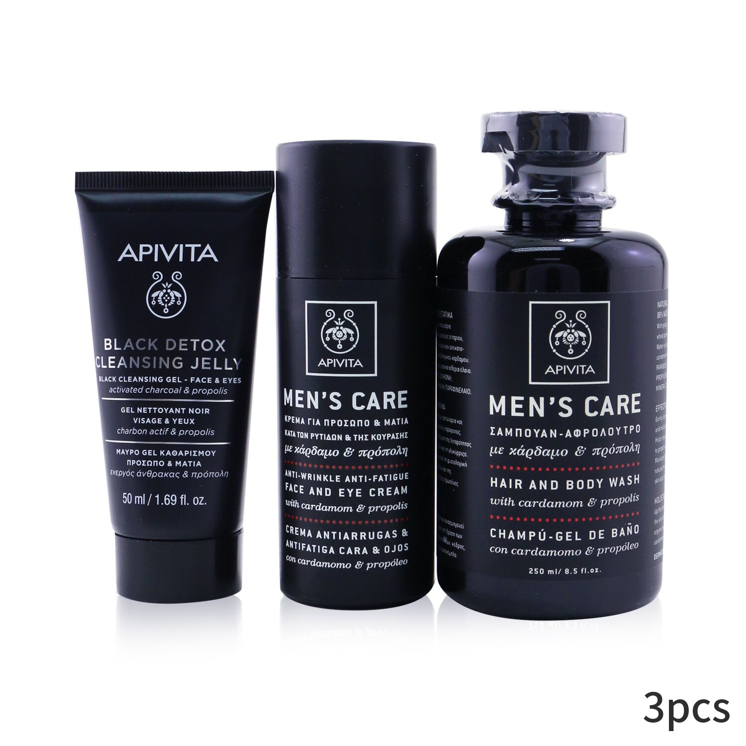 アピヴィータ セット＆コフレ Apivita ギフトセット That's My Man Face & Body Treatment Set: Hair Wash 250ml + Eye Cream 50ml Black Cleansing Gel 3pcs メンズ スキンケア 男性用 基礎化粧品 スキンケアセット おしゃれ 父の日